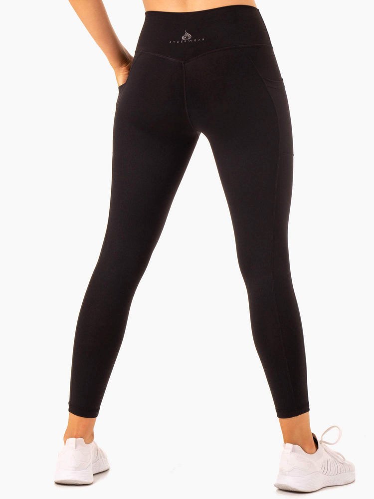 Ryderwear Action High Waisted Pocket Leggings Svarta | HRQ-369781