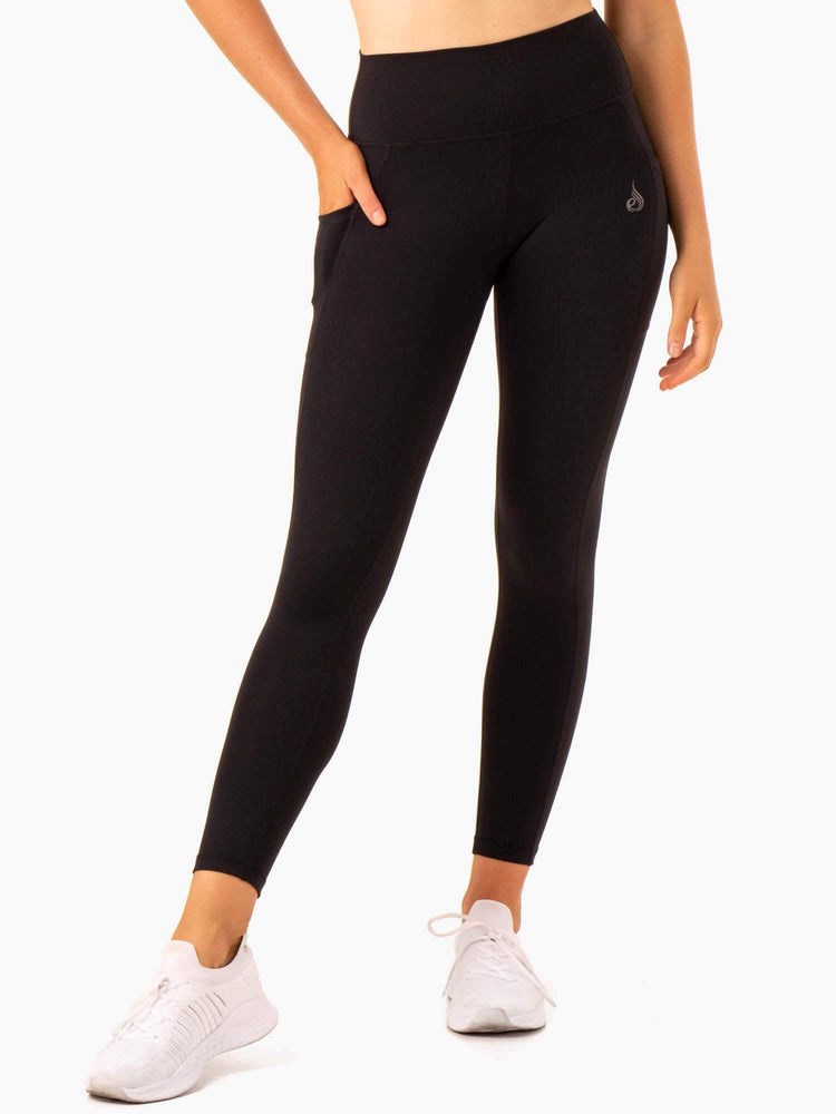 Ryderwear Action High Waisted Pocket Leggings Svarta | HRQ-369781