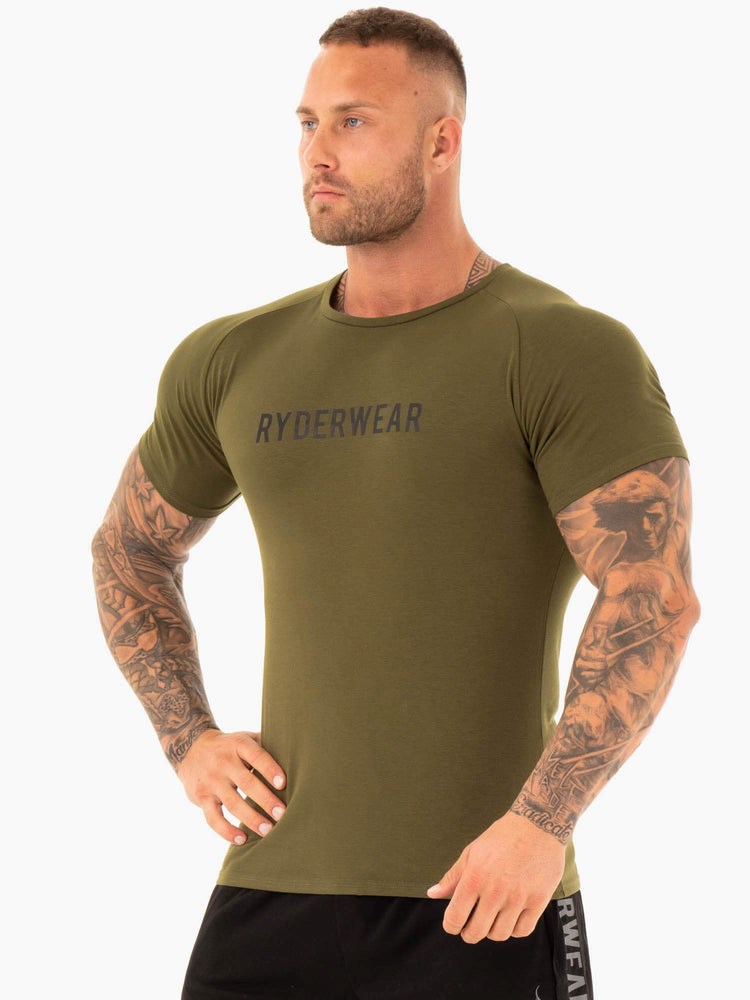 Ryderwear Active T-Shirt Khaki | WHE-104928