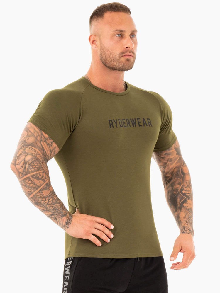 Ryderwear Active T-Shirt Khaki | WHE-104928