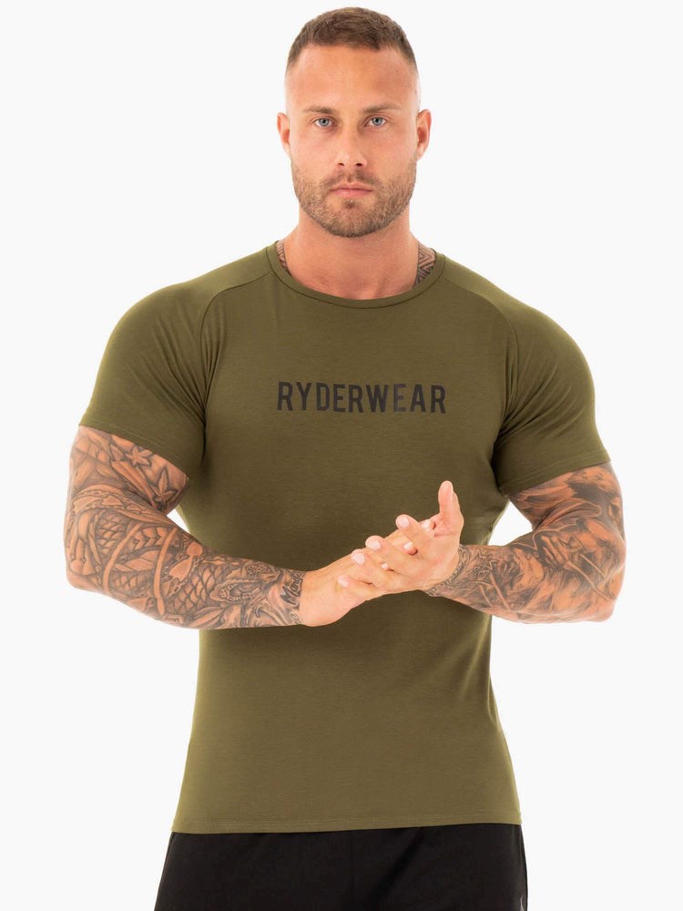 Ryderwear Active T-Shirt Khaki | WHE-104928