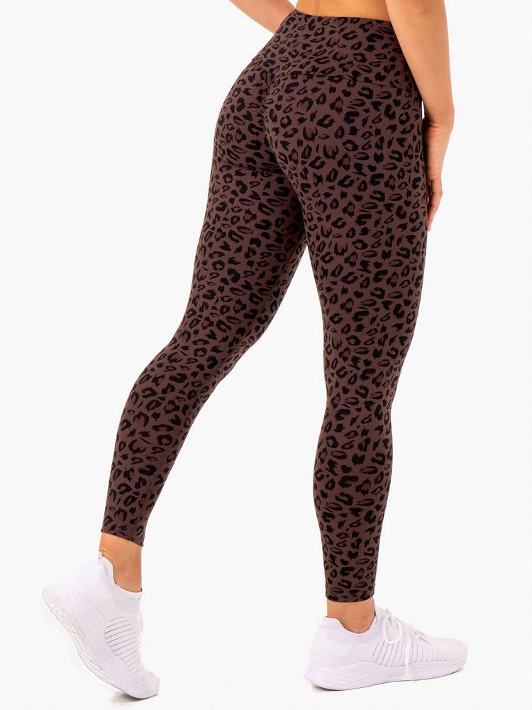 Ryderwear Adapt High Waisted Scrunch Leggings Choklad Leopard | KDM-894376