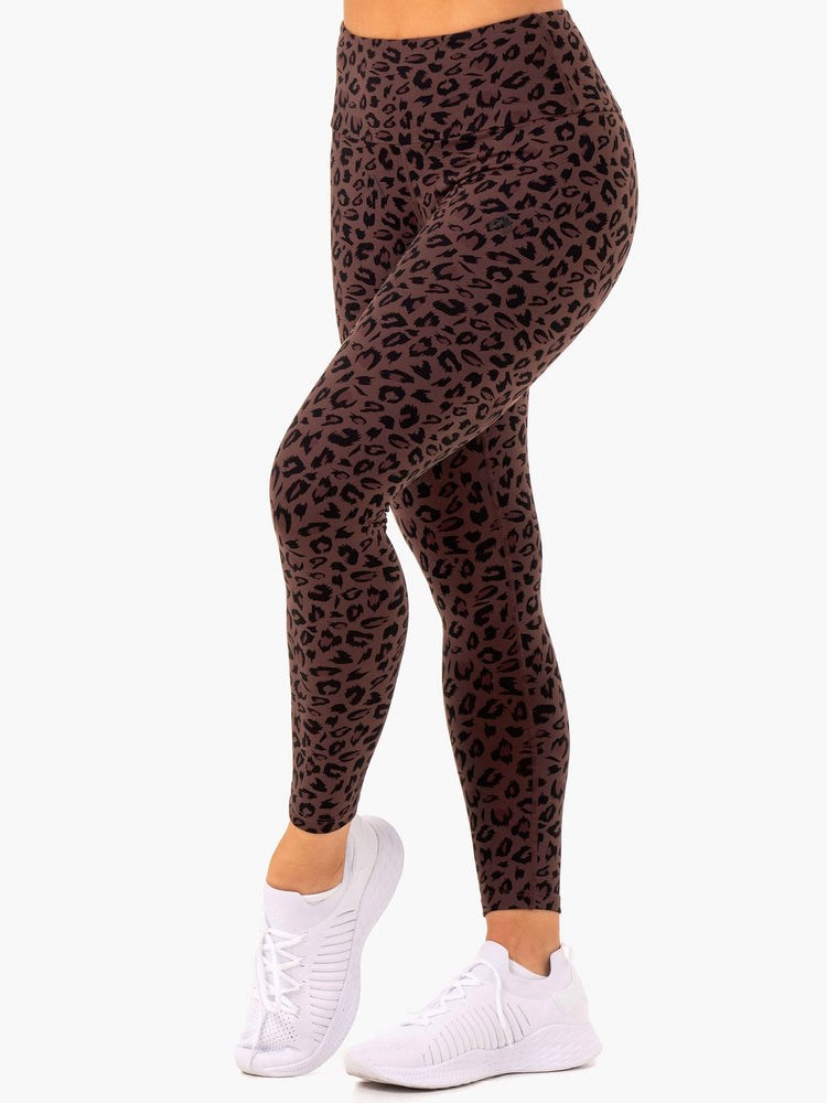 Ryderwear Adapt High Waisted Scrunch Leggings Choklad Leopard | KDM-894376