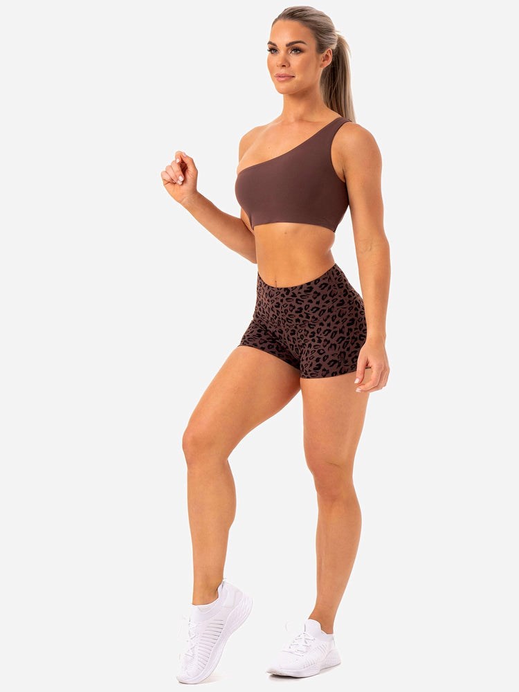 Ryderwear Adapt High Waisted Scrunch Shorts Choklad Leopard | TBZ-740283