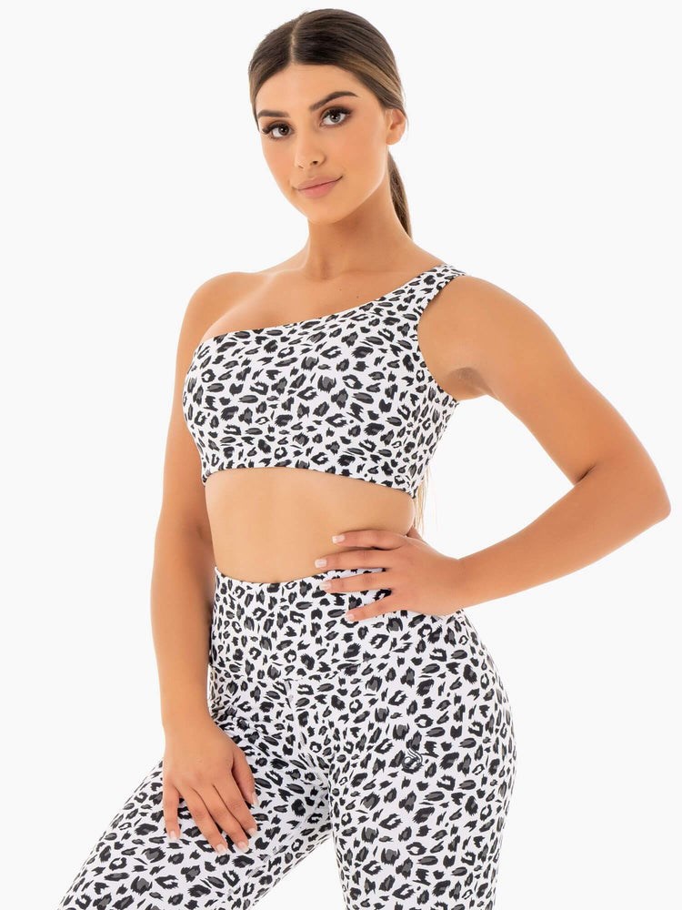 Ryderwear Adapt One Shoulder Sports Bra Leopard | RTD-417932