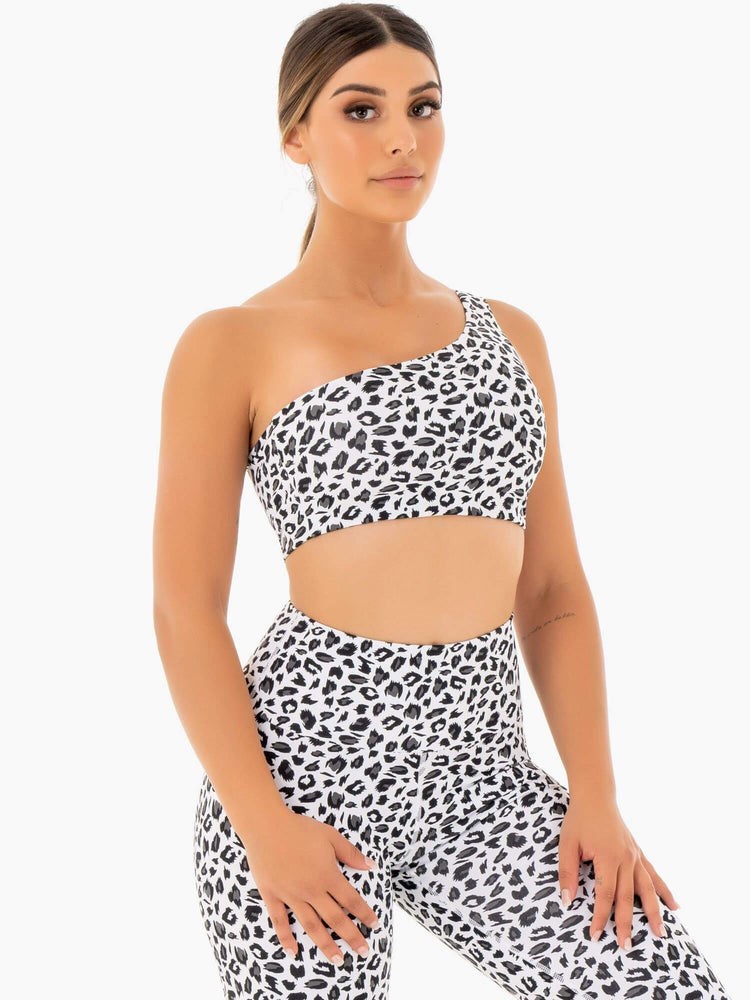 Ryderwear Adapt One Shoulder Sports Bra Leopard | RTD-417932