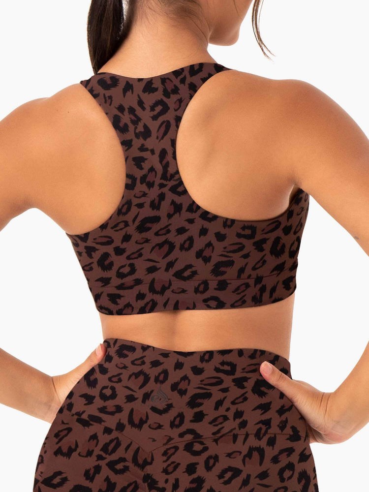 Ryderwear Adapt Twist Sports Bra Choklad Leopard | TGK-184396