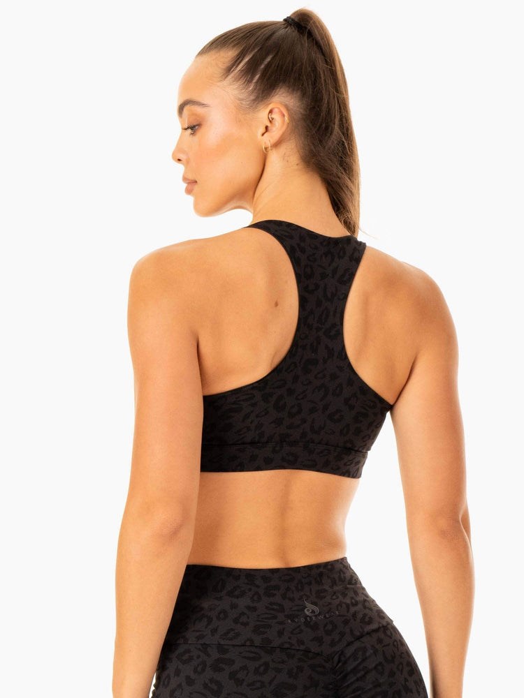 Ryderwear Adapt Twist Sports Bra Svarta Leopard | AOY-648731