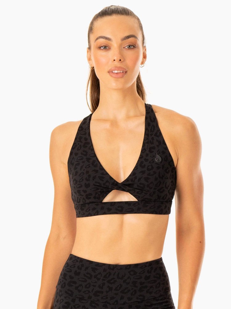 Ryderwear Adapt Twist Sports Bra Svarta Leopard | AOY-648731