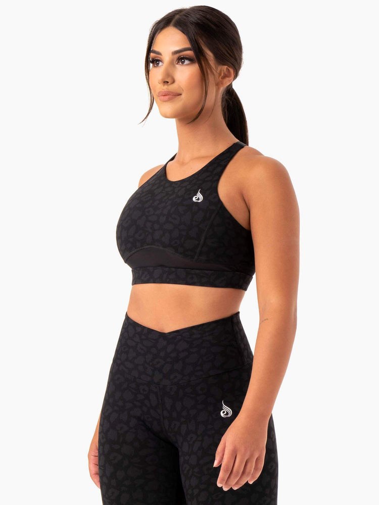 Ryderwear Amazon Mesh Sports Bra Svarta Leopard | TEW-734180