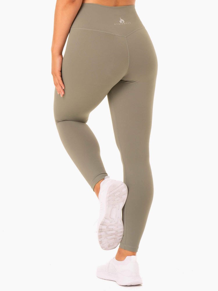 Ryderwear Base Full Length High Waisted Leggings Khaki | MPY-301268