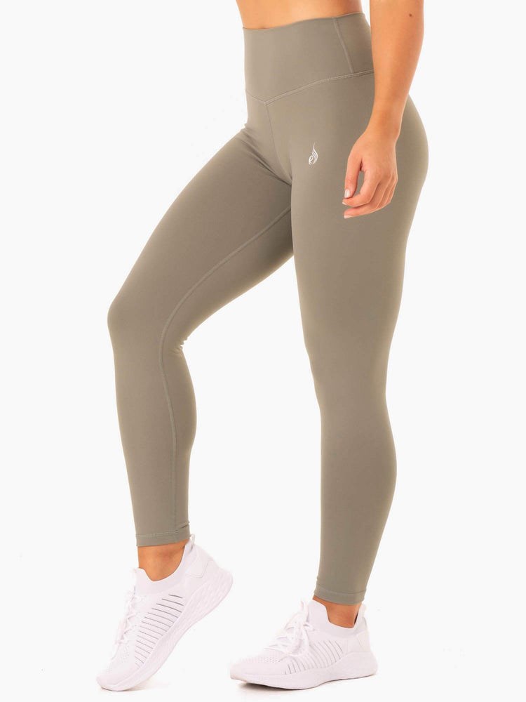 Ryderwear Base Full Length High Waisted Leggings Khaki | MPY-301268