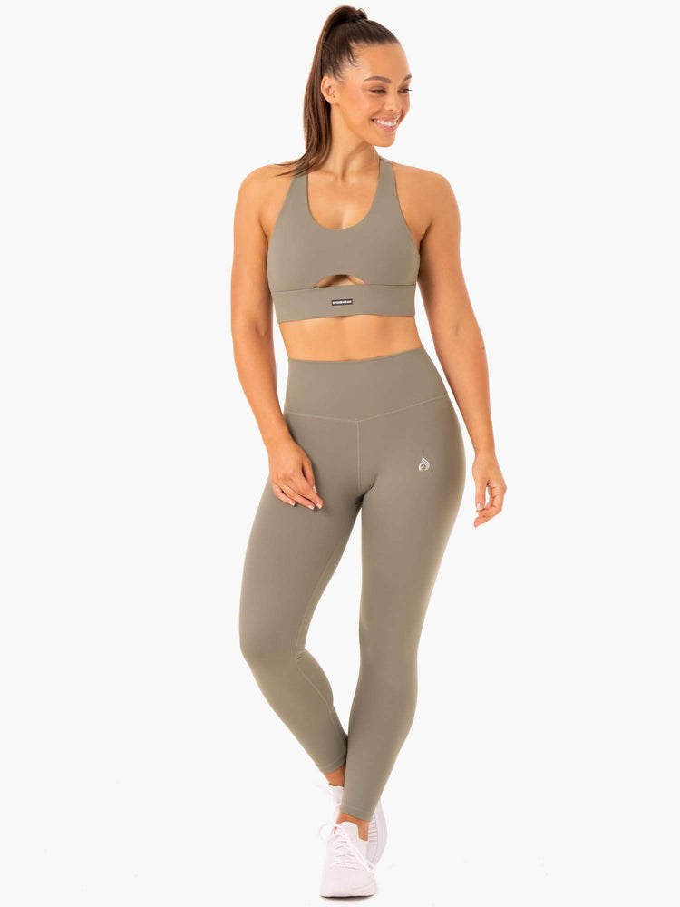 Ryderwear Base Full Length High Waisted Leggings Khaki | MPY-301268