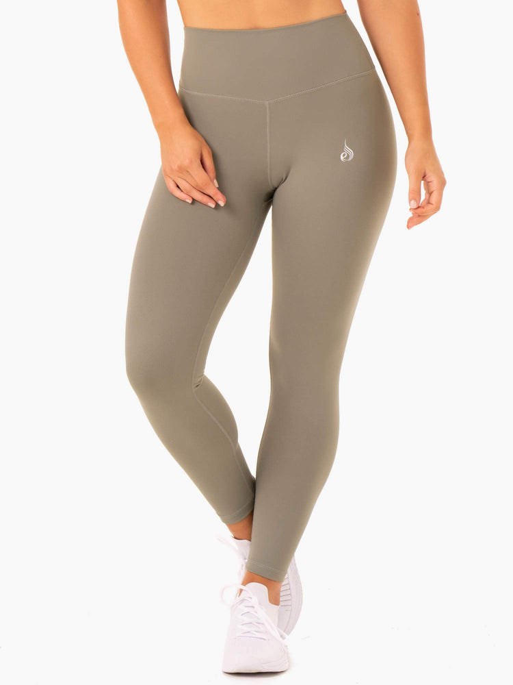 Ryderwear Base Full Length High Waisted Leggings Khaki | MPY-301268