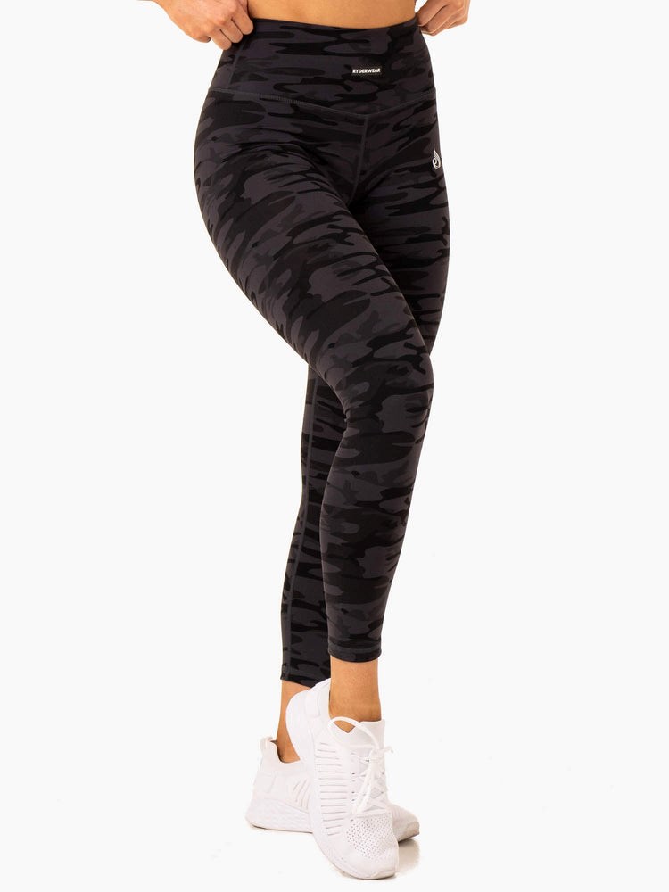 Ryderwear Base Full Length Legging Svarta Camo | QMU-745196