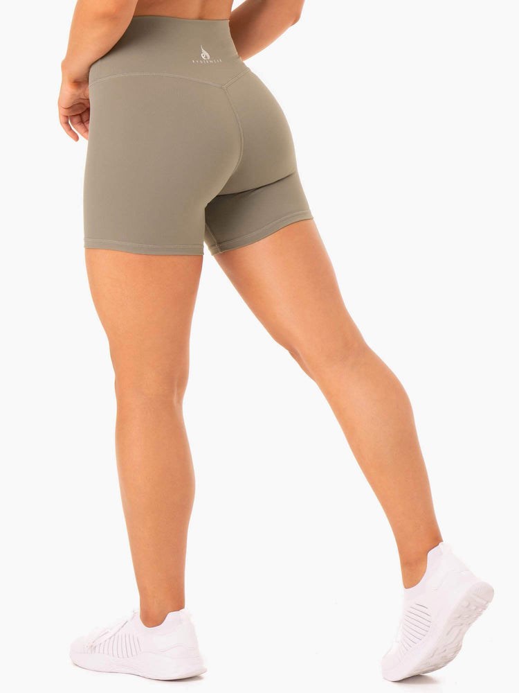 Ryderwear Base High Waisted Shorts Khaki | PBQ-492130