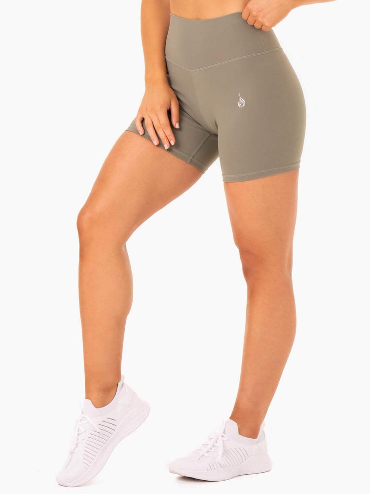 Ryderwear Base High Waisted Shorts Khaki | PBQ-492130