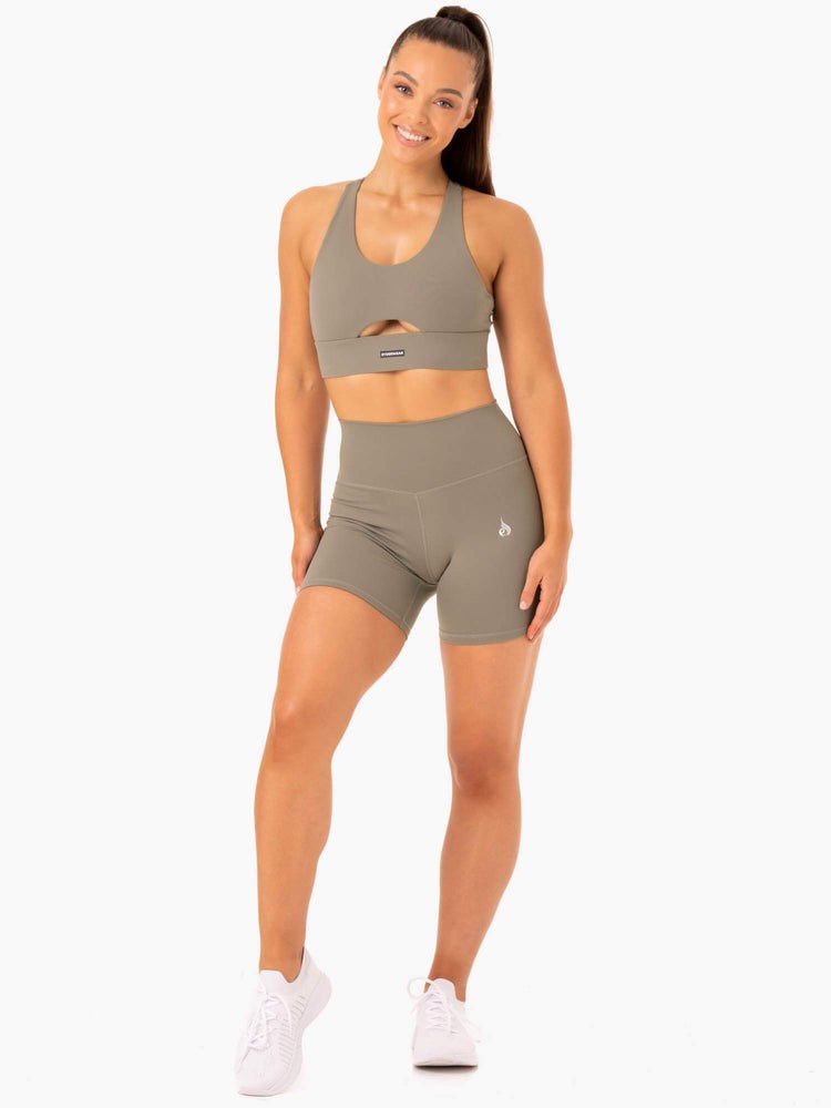 Ryderwear Base High Waisted Shorts Khaki | PBQ-492130