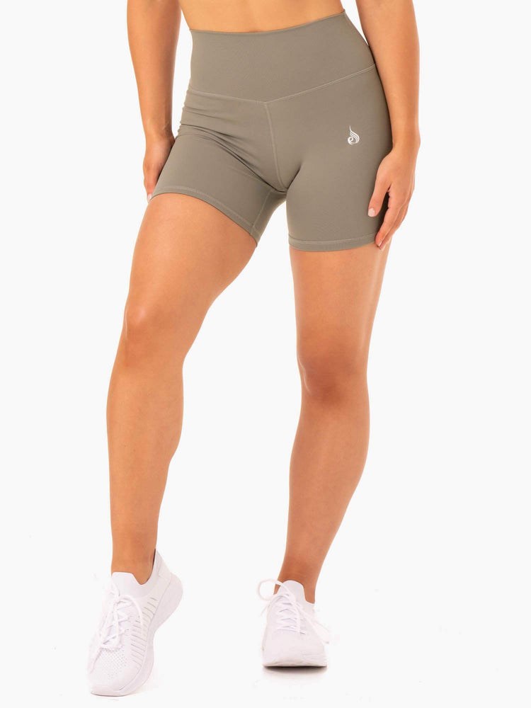 Ryderwear Base High Waisted Shorts Khaki | PBQ-492130