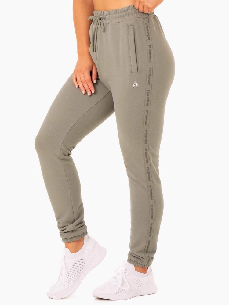 Ryderwear Base High Waisted Track Pants Khaki | JNS-031694