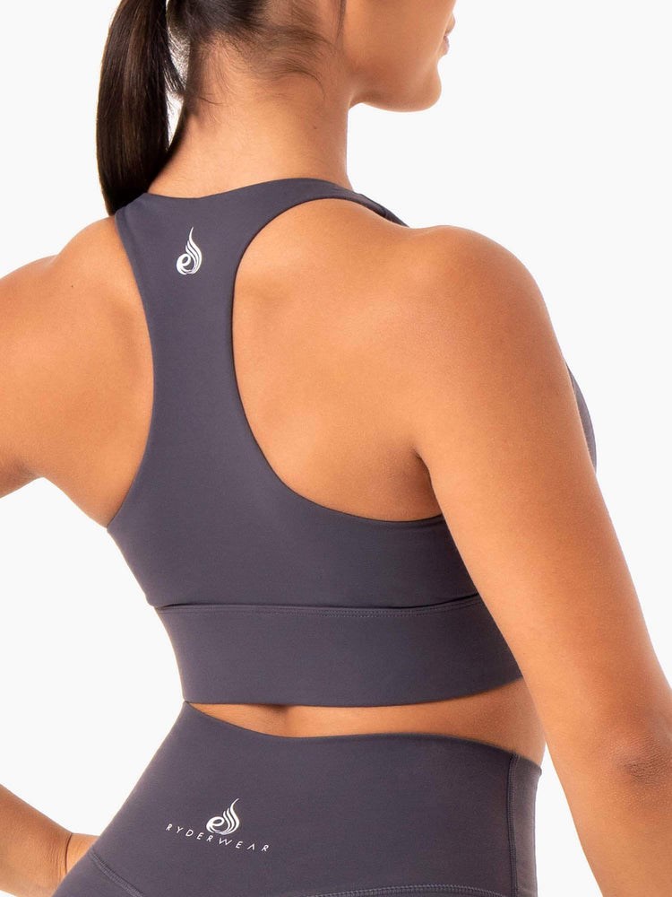 Ryderwear Base Racer Back Sports Bra Charcoal | UNW-582647