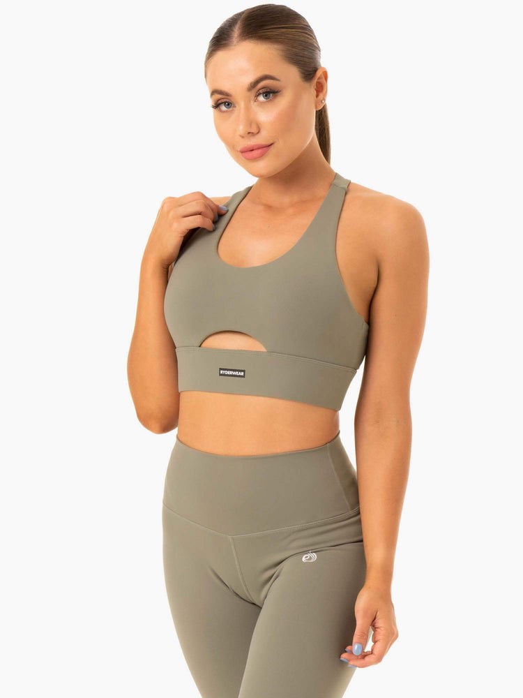 Ryderwear Base Racer Back Sports Bra Khaki | GQL-763514