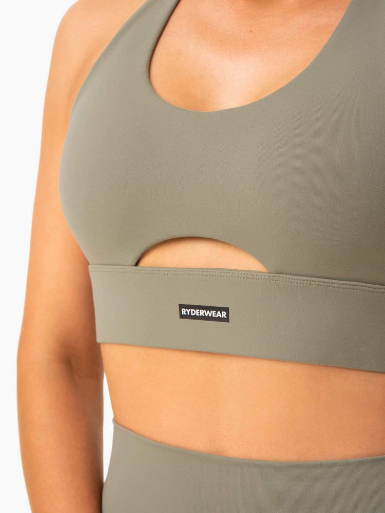 Ryderwear Base Racer Back Sports Bra Khaki | GQL-763514