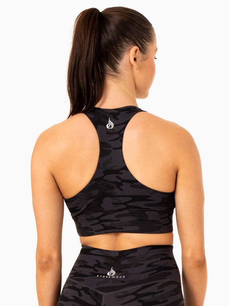 Ryderwear Base Racer Back Sports Bra Svarta Camo | SBN-973651