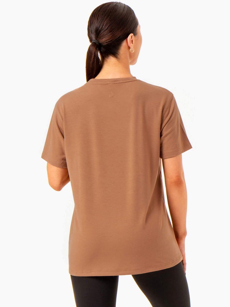 Ryderwear Boyfriend Longline T-Shirt Mocha | VLA-784391