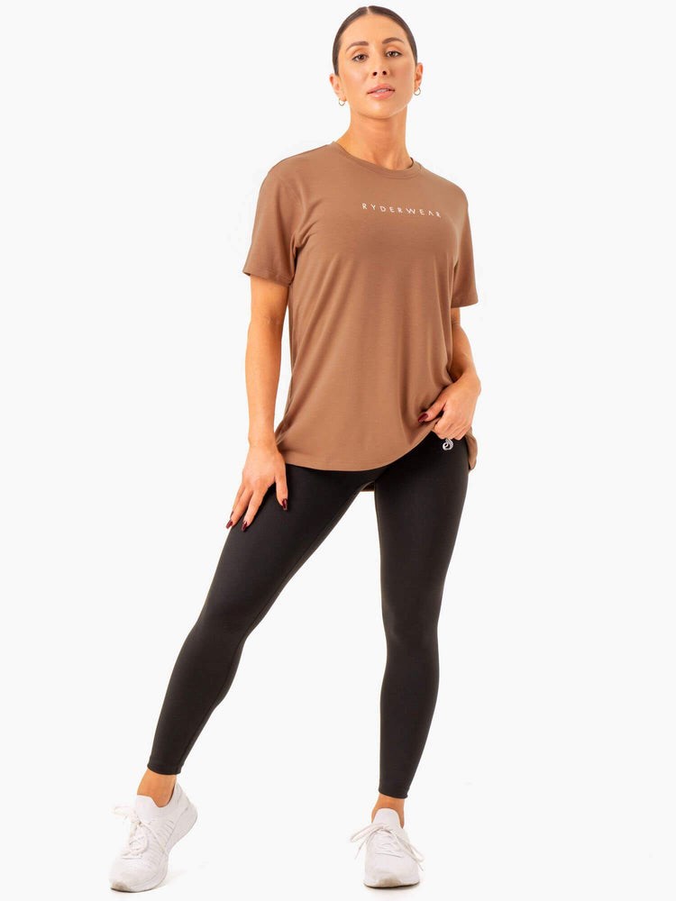 Ryderwear Boyfriend Longline T-Shirt Mocha | VLA-784391