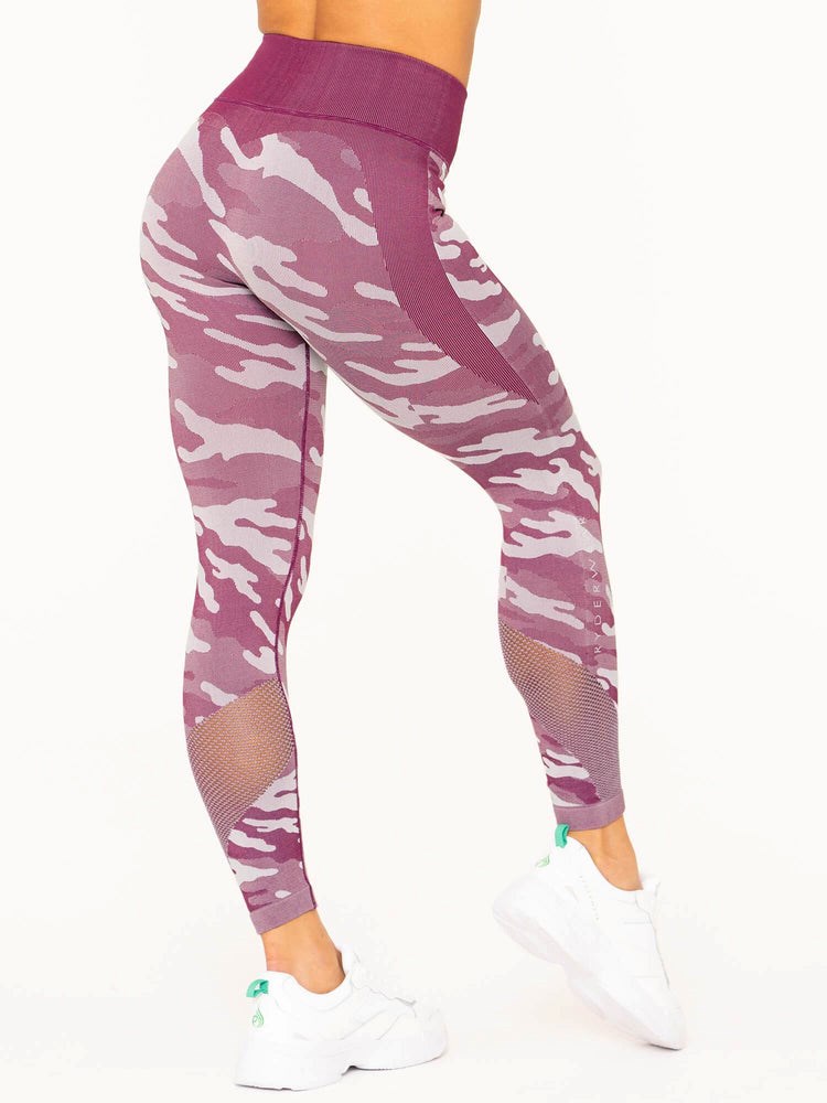 Ryderwear Camo Seamless High Waisted Leggings Vinröda Camo | LFE-673841