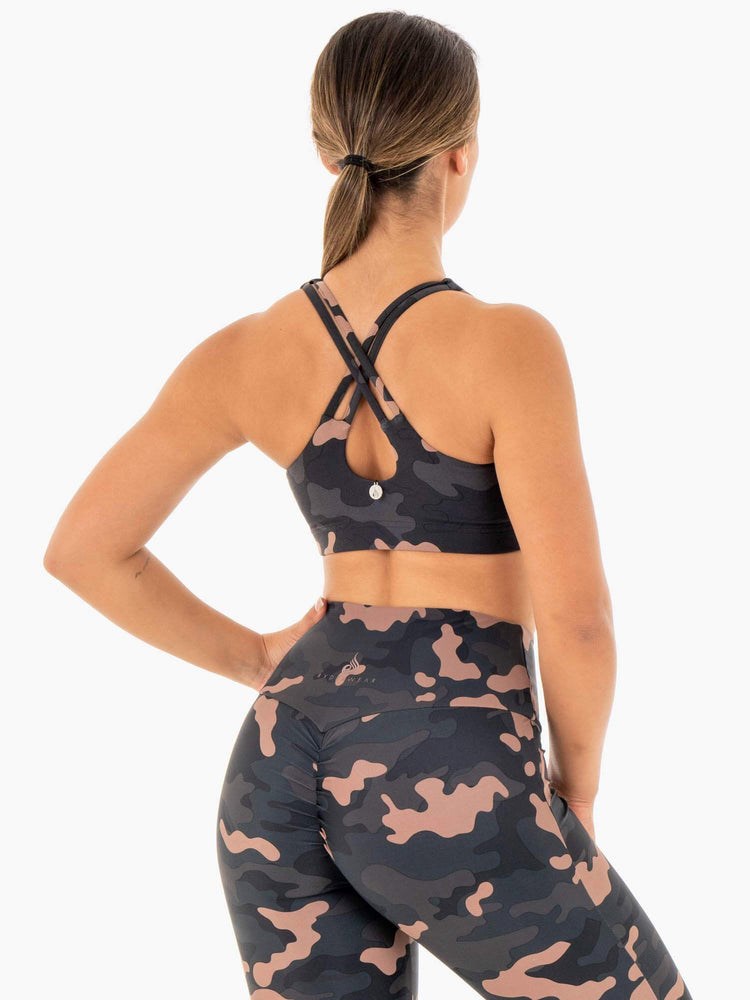 Ryderwear Camo Sports Bra Rosa Camo | HMU-472069