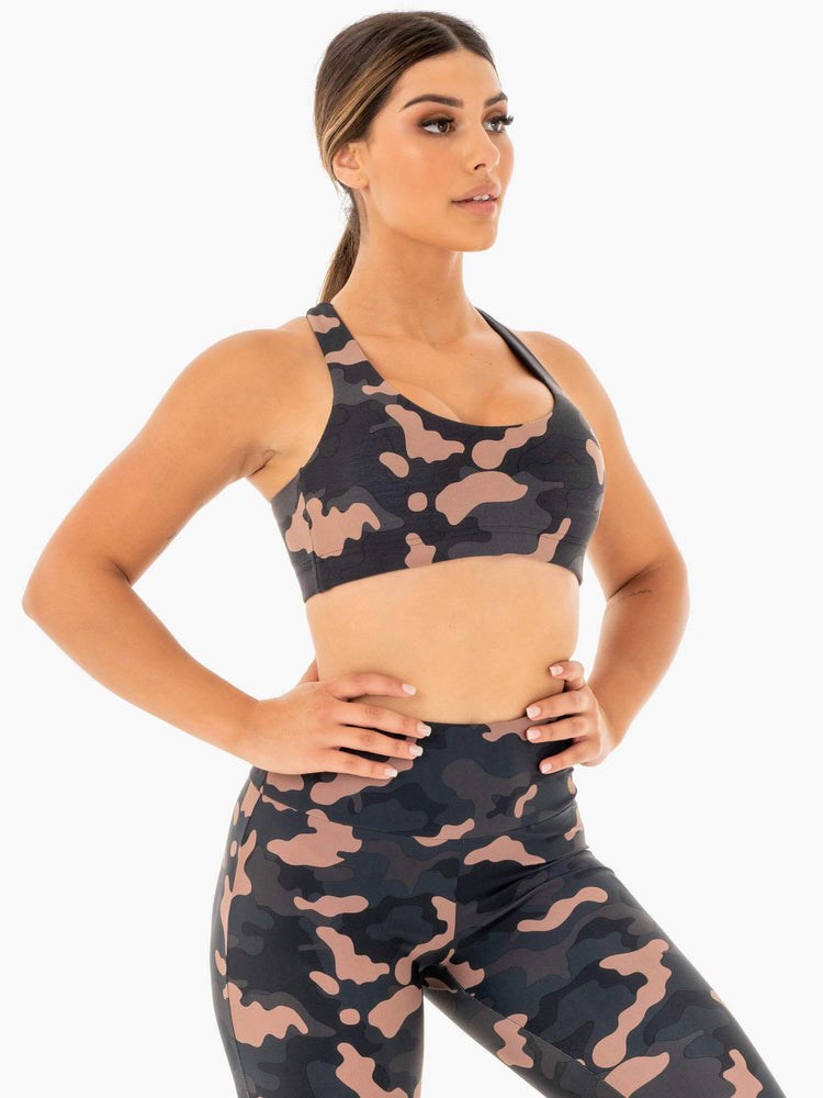 Ryderwear Camo Sports Bra Rosa Camo | HMU-472069