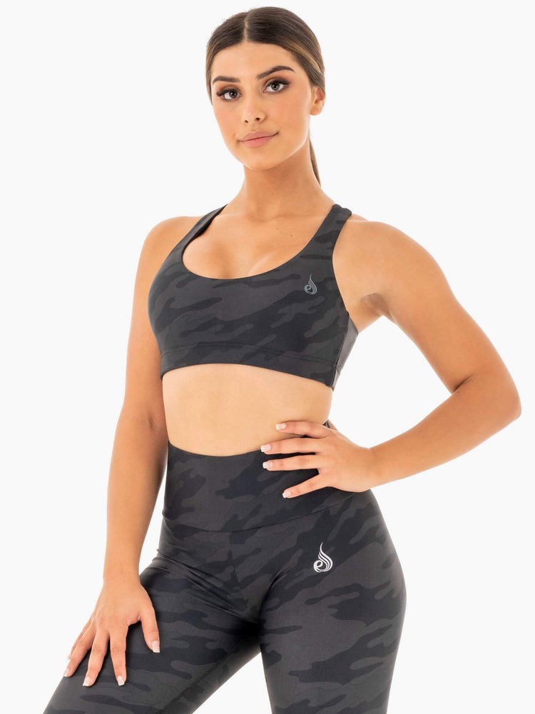 Ryderwear Camo Sports Bra Svarta Camo | DON-628354