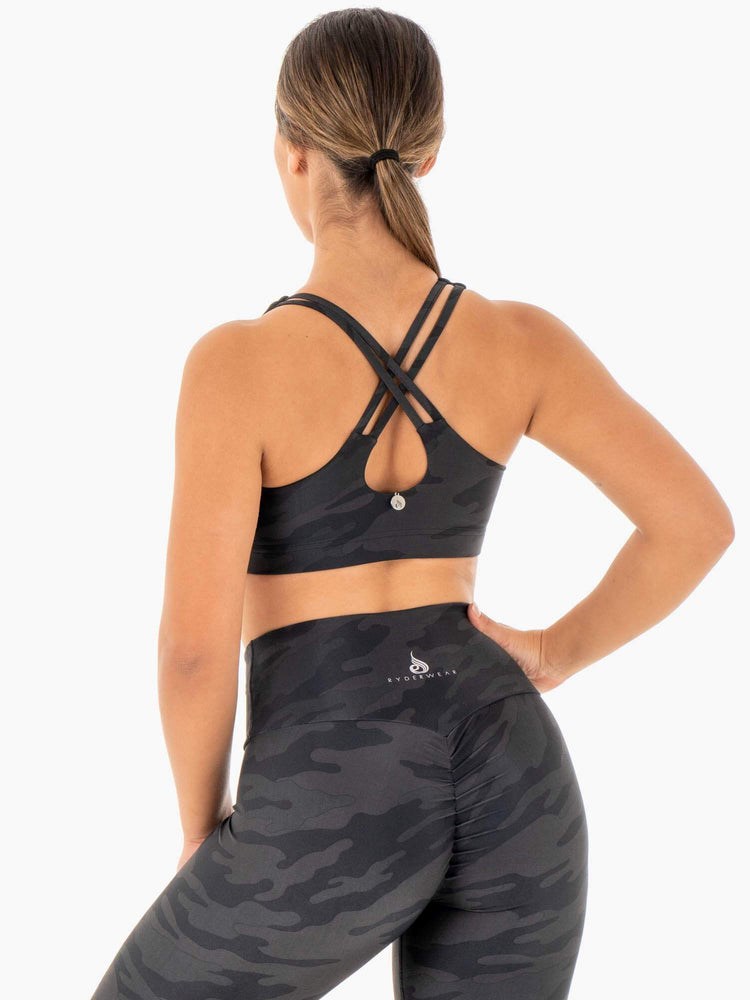 Ryderwear Camo Sports Bra Svarta Camo | DON-628354