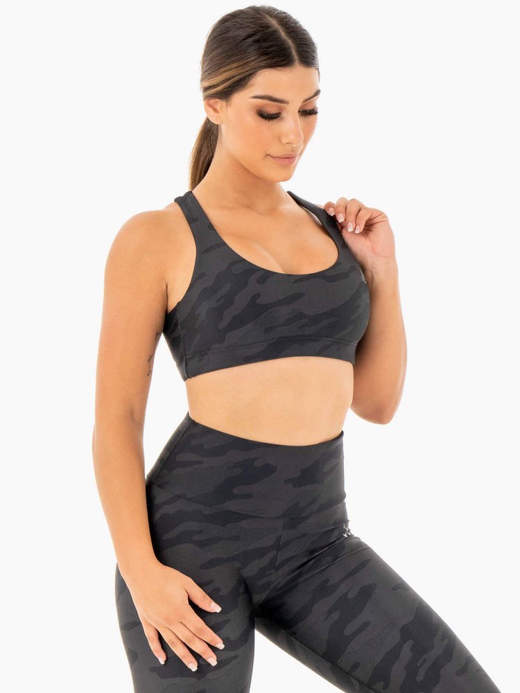 Ryderwear Camo Sports Bra Svarta Camo | DON-628354