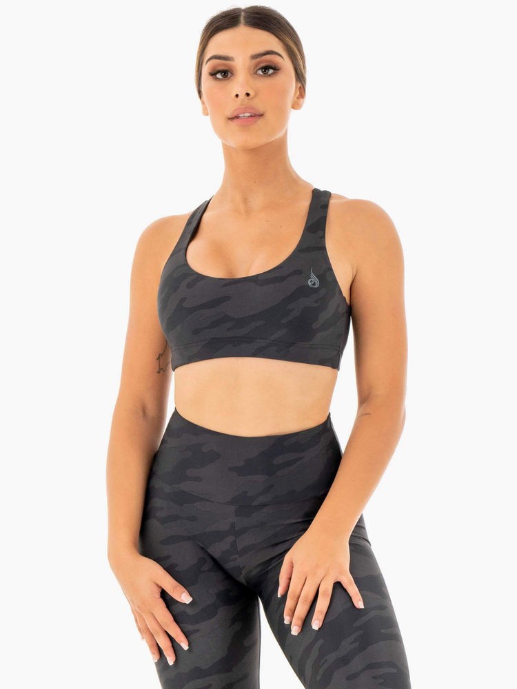 Ryderwear Camo Sports Bra Svarta Camo | DON-628354