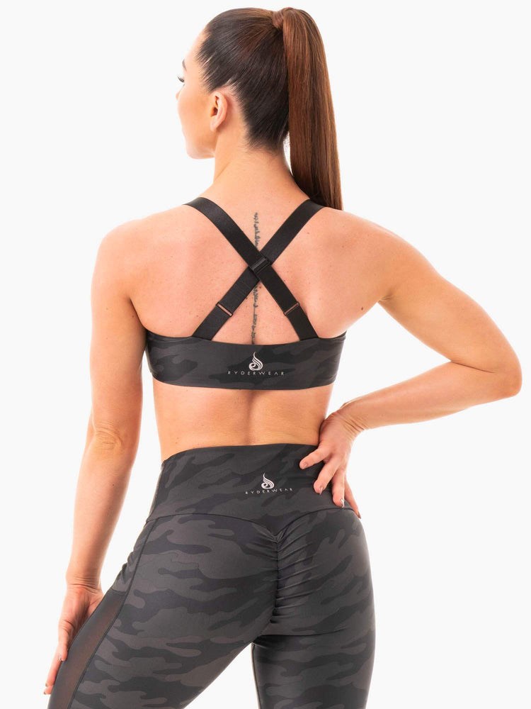 Ryderwear Camo Sports Bra Svarta Camo | XQG-726189