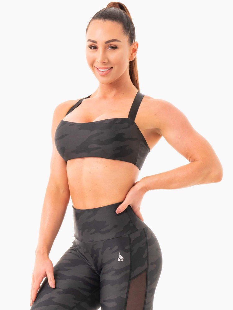 Ryderwear Camo Sports Bra Svarta Camo | XQG-726189