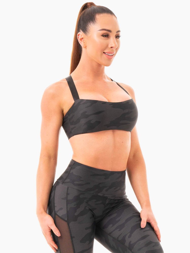 Ryderwear Camo Sports Bra Svarta Camo | XQG-726189