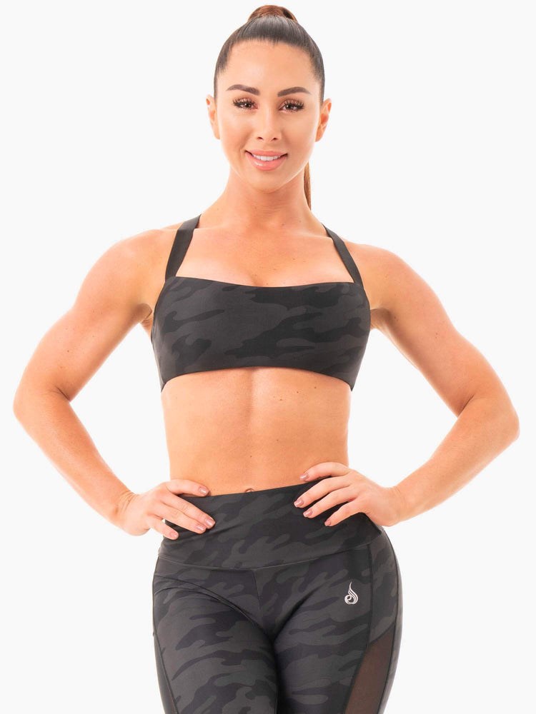 Ryderwear Camo Sports Bra Svarta Camo | XQG-726189