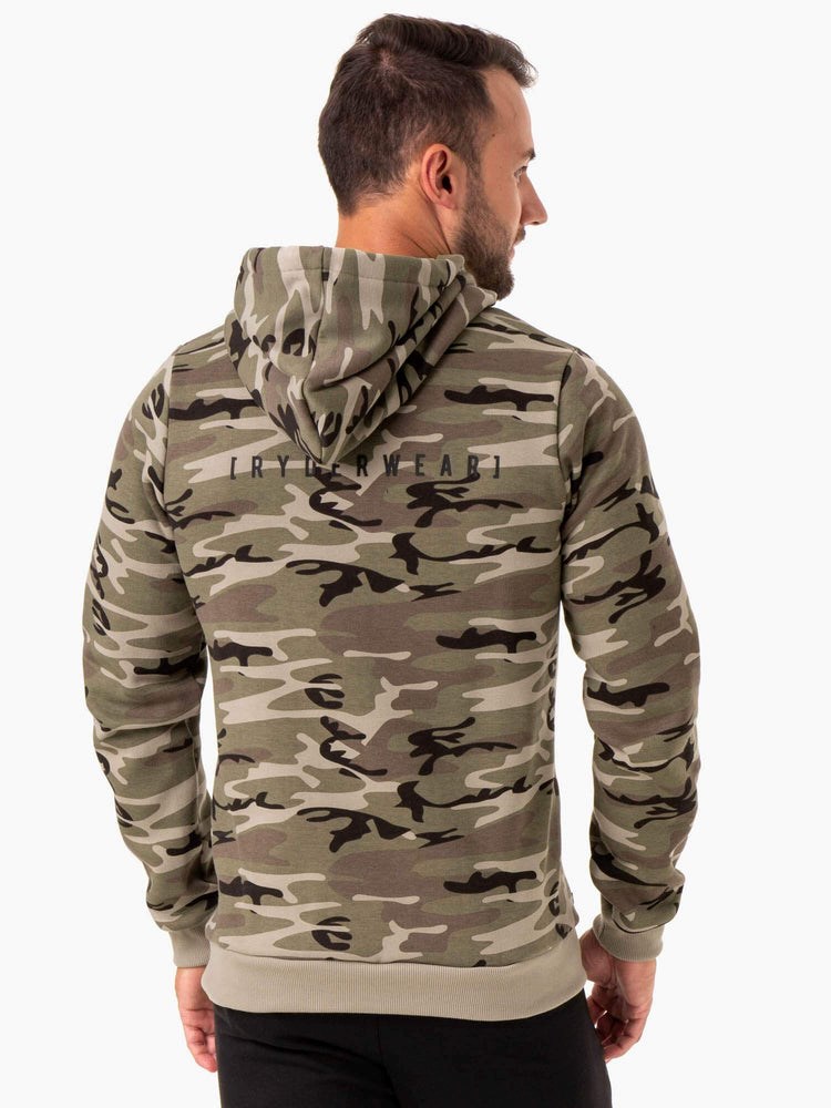 Ryderwear Camo Tech Pullover Hoodie Khaki Camo | VIO-425796