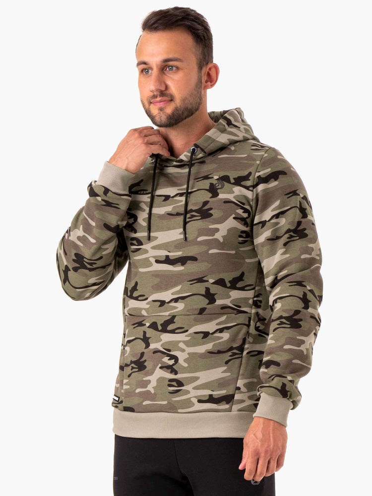 Ryderwear Camo Tech Pullover Hoodie Khaki Camo | VIO-425796