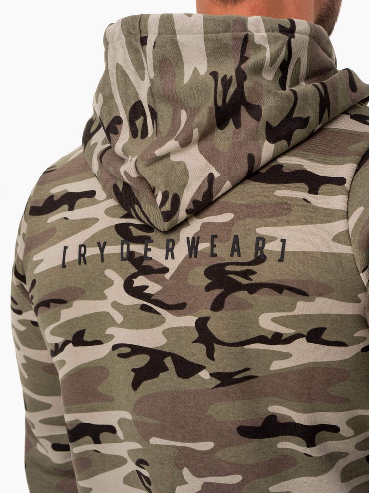 Ryderwear Camo Tech Pullover Hoodie Khaki Camo | VIO-425796