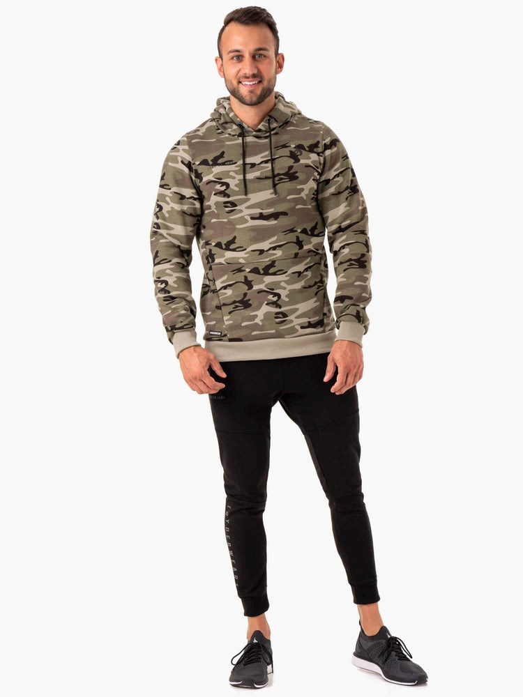 Ryderwear Camo Tech Pullover Hoodie Khaki Camo | VIO-425796