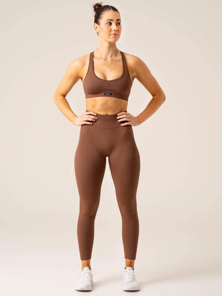 Ryderwear Circuit Rib Seamless High Waisted Leggings Choklad | POB-190724