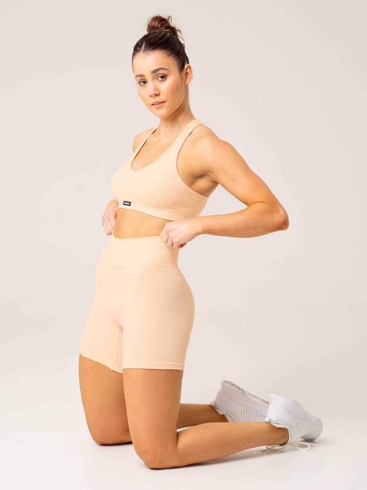 Ryderwear Circuit Rib Seamless High Waisted Shorts Peach Sorbet | RDF-362875