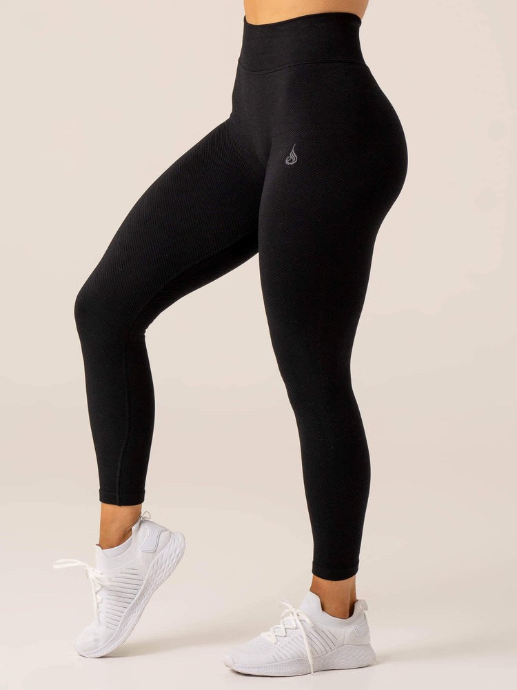 Ryderwear Circuit Rib Seamless High Waisted Leggings Svarta | YQO-230859