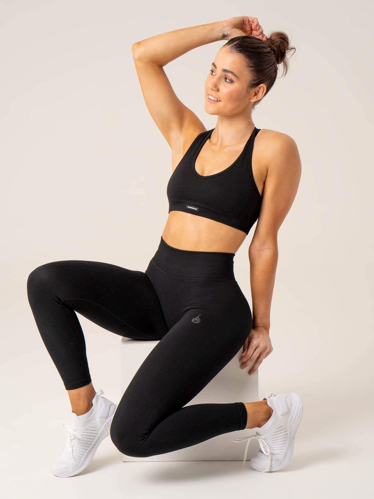 Ryderwear Circuit Rib Seamless High Waisted Leggings Svarta | YQO-230859