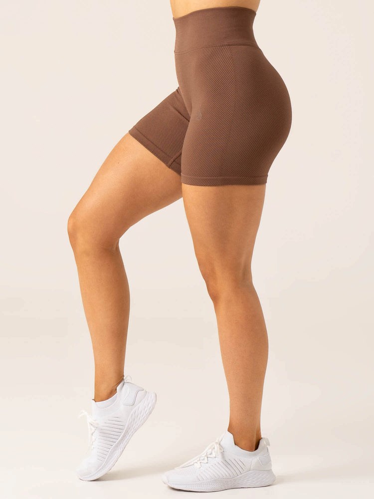 Ryderwear Circuit Rib Seamless High Waisted Shorts Choklad | ZGL-431852